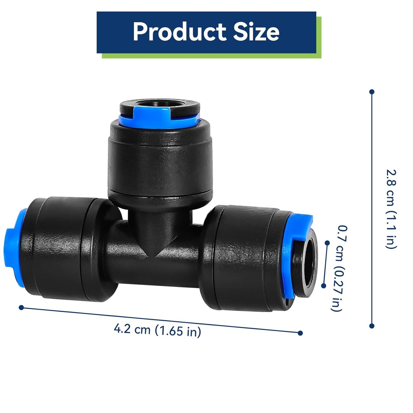 10 Pack 1/4" Drip Irrigation Tee Connectors, Quick Connect Universal Drip Irrigation Tubing Coupling Valve, Connector Locking Fitting for Sprinkler or Drip Irrigation System