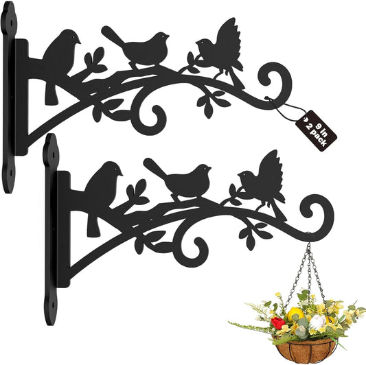 2 Pack Hanging Plant Hanger Outdoor 9-in Hanging Basket Wall Hooks - Heavy Duty Metal Plant Bracket Hook for Flower Baskets,Bird Feeder,Lantern
