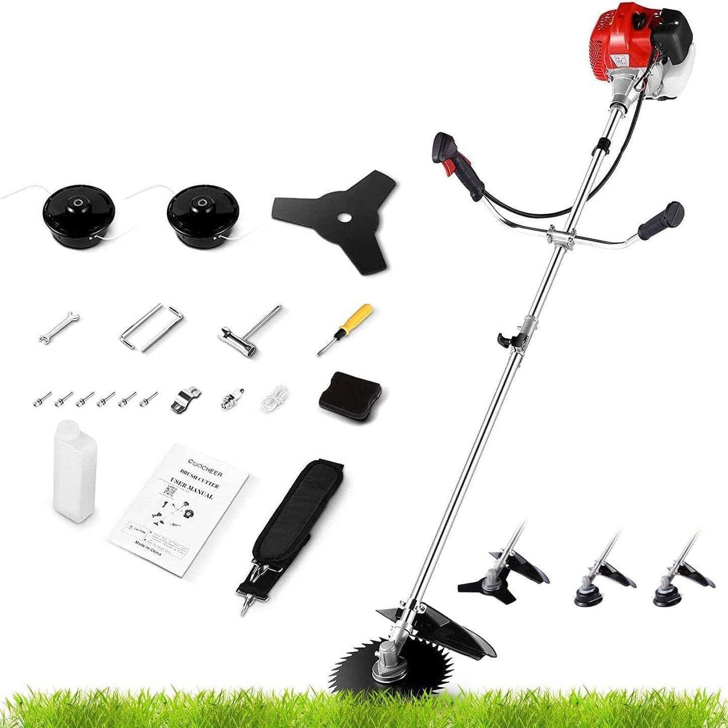 58CC Weed Wacker, Weed Eater Gas Powered 4 in 1 Cordless, String Trimmers 2-Cycle Gas Brush Cutter Weed Wacker Straight Shaft Gas Grass Trimmer for Lawn and Garden Care Trimming