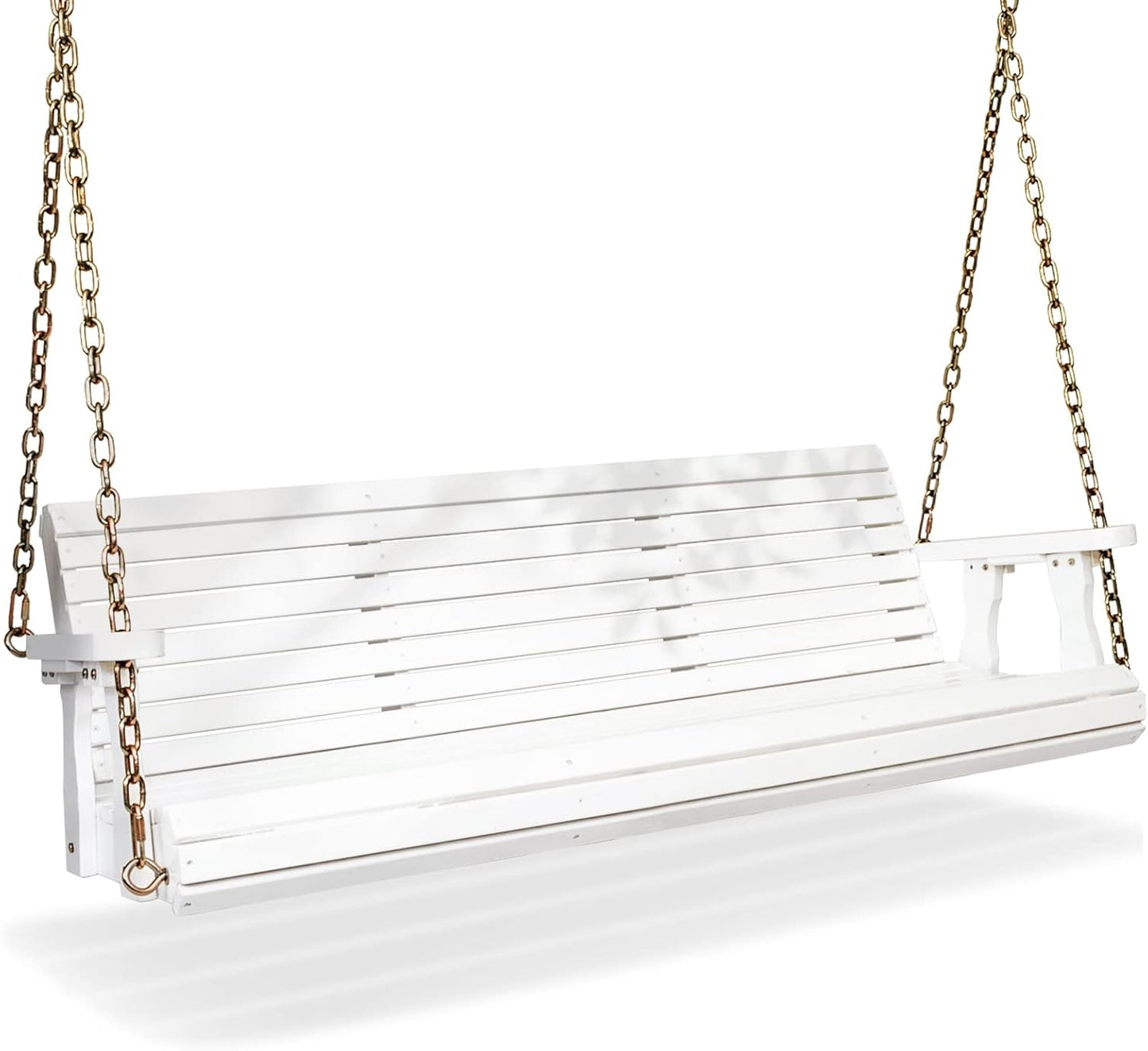 VINGLI Upgraded Patio Wooden Porch Swing for Courtyard & Garden, Heavy Duty 880 LBS Swing Chair Bench with Hanging Chains for Outdoors (5 FT, White)