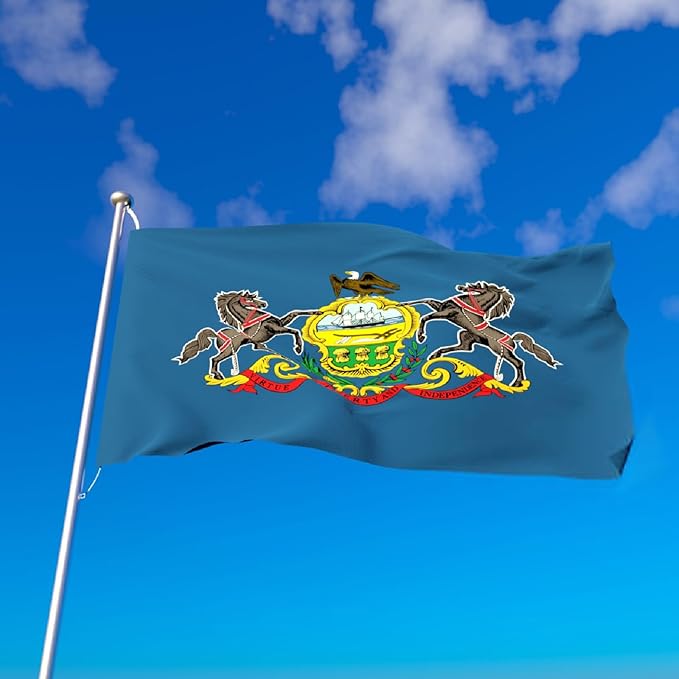 TOPFLAGS Pennsylvania Flag 3x5 Outdoor PA State Flags Double Sided Embroidered Longest Lasting Heavy Duty Polyester Stronger Brass Grommets 4 Stitched Hemming Perfect for Outside