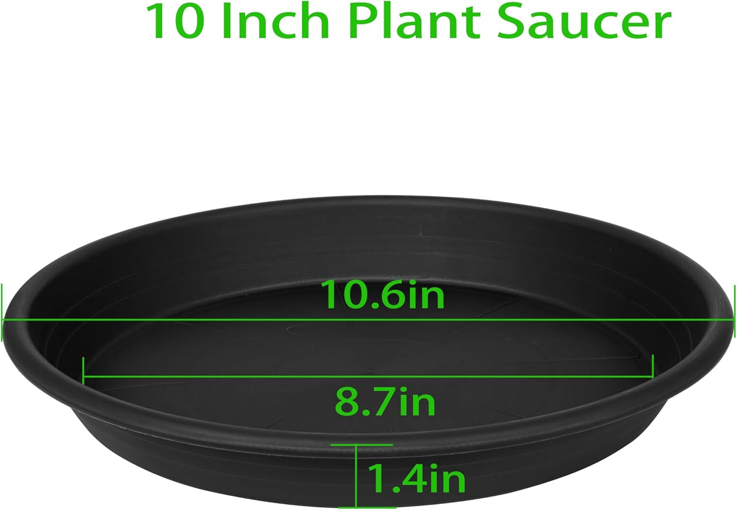 6 Pack Plant Saucer 10 inch, Heavy Duty Plastic Plant Saucers 10 inch, Durable Plant Tray for Pots, Flower Saucers for Indoors, Plant Pot Saucers, Trays for Planter 8"/9"/10" (Black)