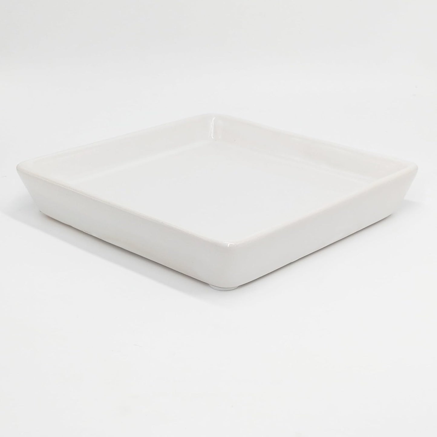 Square Plant Saucer 14 Inch 1 Pack，Plant Trays for Pots, White Ceramic Plant Saucers for Indoors Outdoors, Plant Drip Tray 4 6 8 10 12 14 Inch