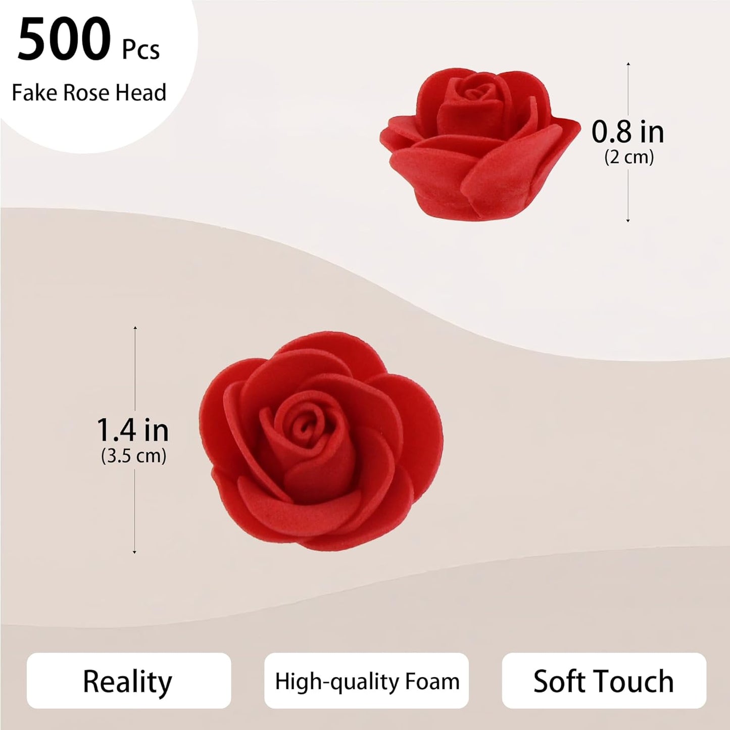 500 Pcs 1.4 Inch Mini Artificial Flowers Head Bulk 5 in 1 Set Faux Foam Fake Small Rose Tiny Baby Flores Bouquet Cake Gift Home Decoration DIY Craft (Coral Red)
