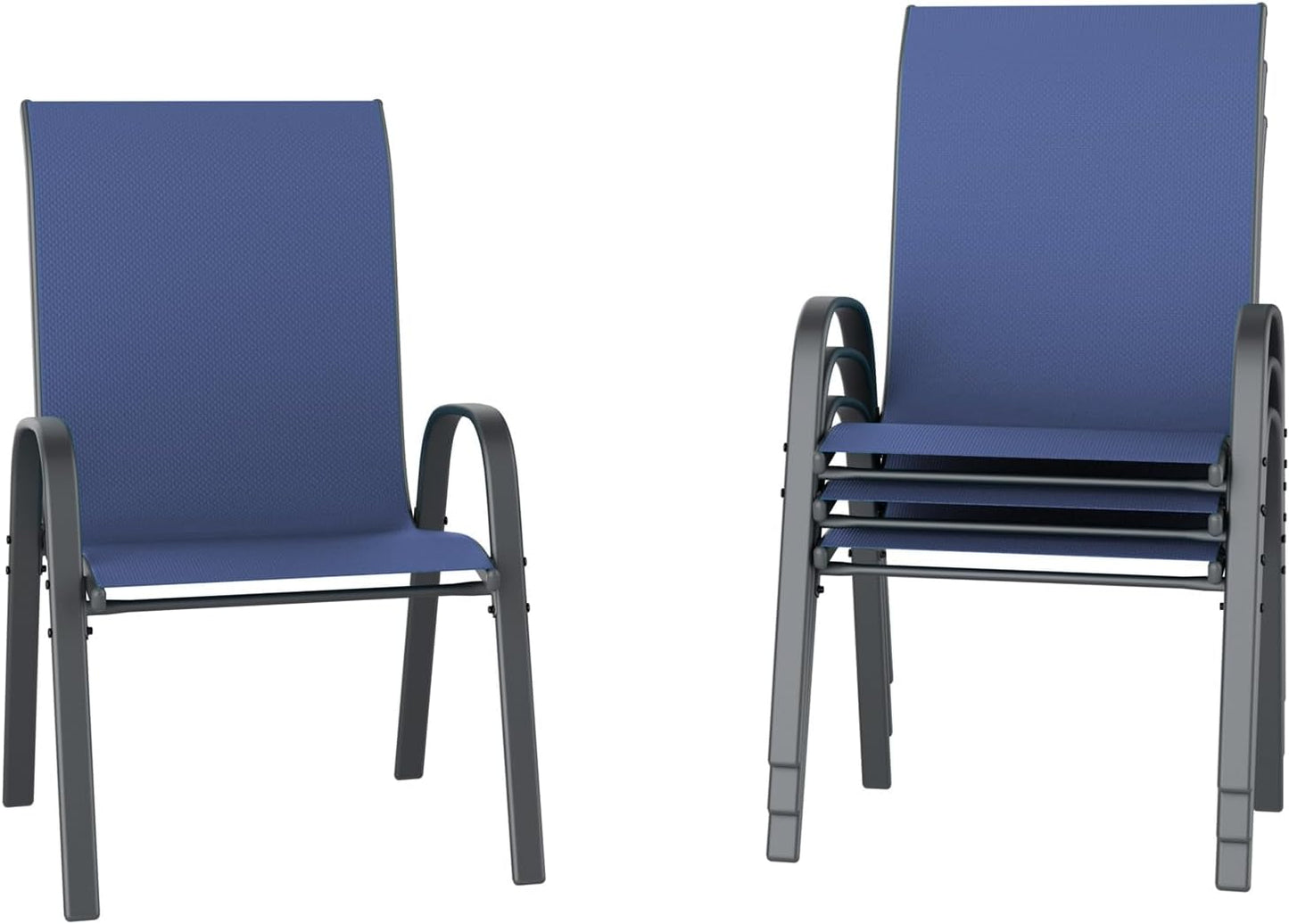 UDPATIO Patio Chairs Set of 4, Stackable Outdoor Dining Chairs with High Back, Breathable Textilene Fabric Outdoor Chair All Weather, 350LBS Capacity for Garden, Backyard (Blue)