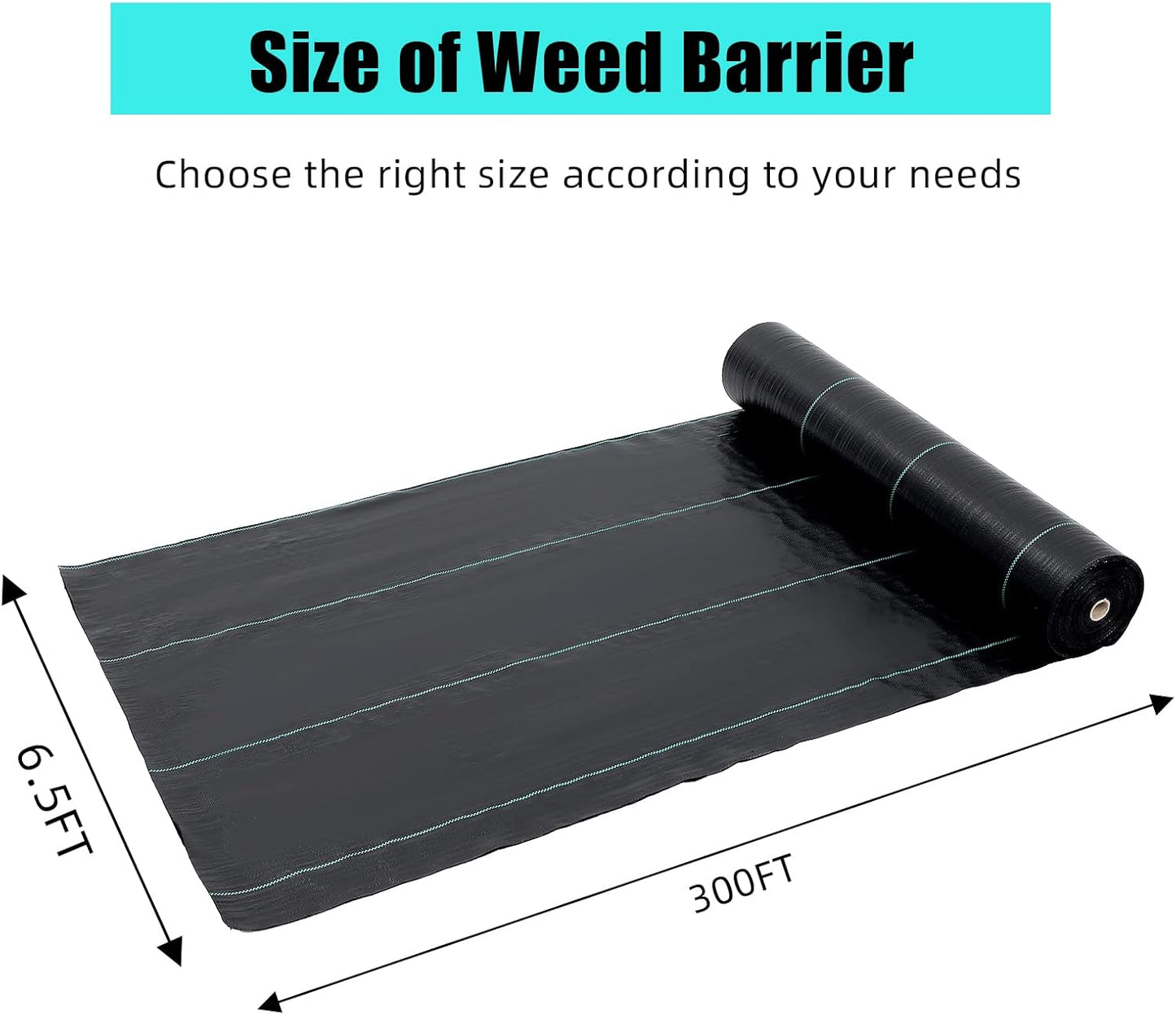 6.5ft x 300ft Premium 3oz Pro Garden Weed Barrier Landscape Fabric Durable & Heavy-Duty Weed Block Gardening Mat, Easy Setup & Superior Weed Control, Eco-Friendly & Convenient Design