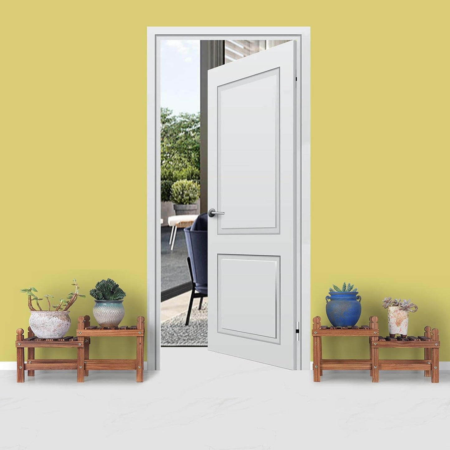 Wood Plant Stand Indoor Outdoor,4 Tiers Plant Stand Bench Indoor,Low Window Plant Shelf Small Long Flower Pot Stand for Multiple Plants (11.8"-44'')