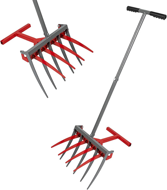 2IN1 Broad Fork Tool, Manual Hand Cultivator Tiller, Garden Twist with 5+4 Steel Tines, Pitchfork Tool for Farm Loosening, Garden Lawn, Regularly Digging, Crushing Soil
