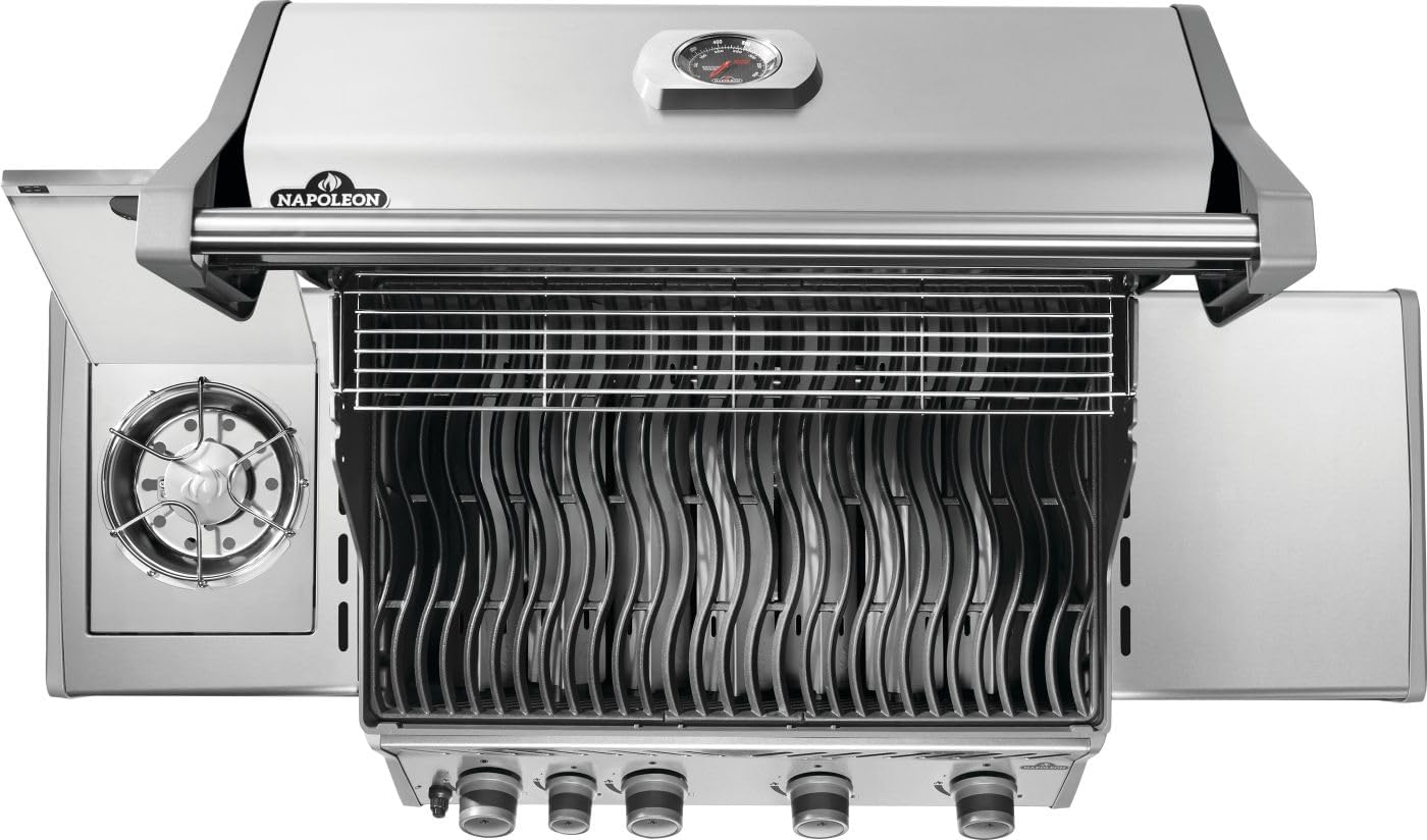 Napoleon Rogue 525 Propane Gas Grill with Range Side Burner, Stainless Steel, Durable 5-Burner Grilling Experience