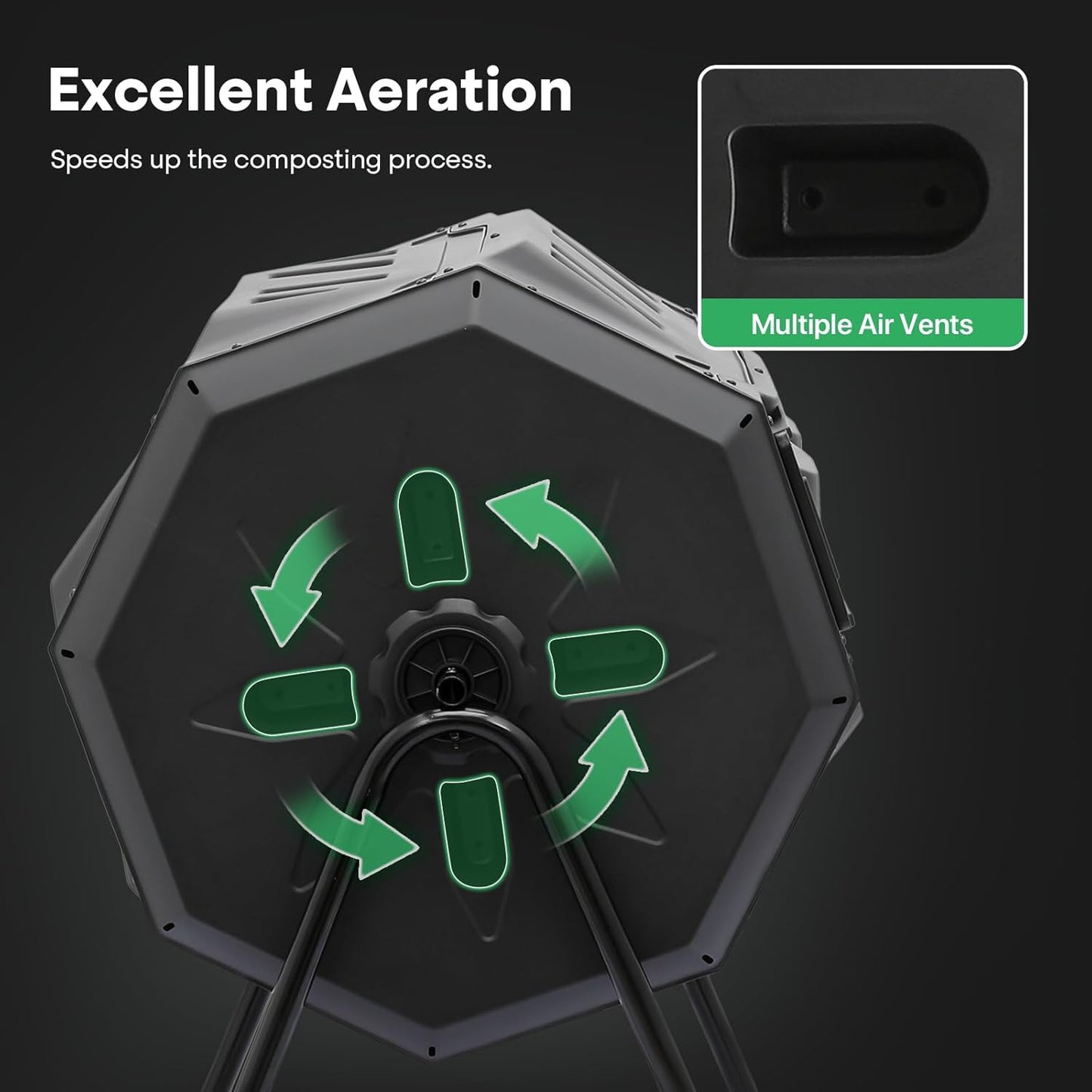 Athena Collection Compost Tumbler, 2 X 21.5 Gallons Dual Composter Chamber Outdoor, Easy Turn & Fast Rotating Compost Bins with 2 Sliding Doors, Easy Assembly, for Garden, Yard and Outdoor Use