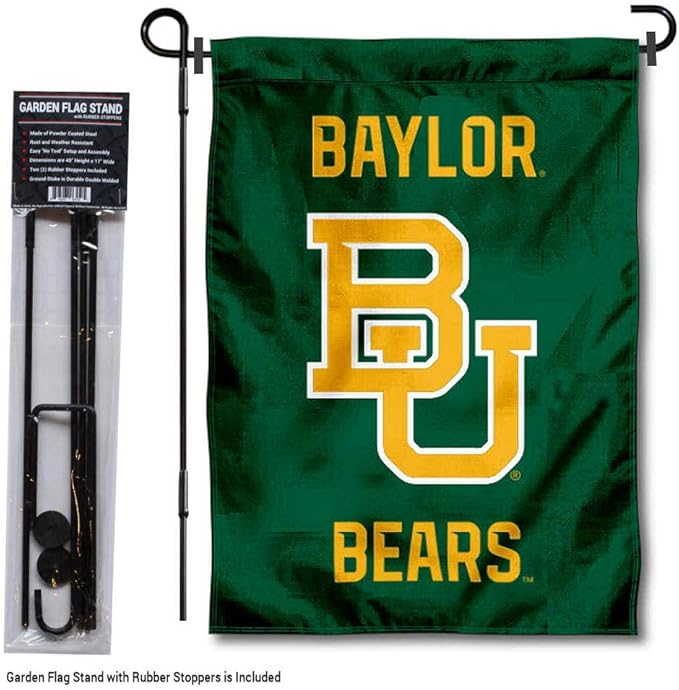 College Flags & Banners Co. Baylor Bears Garden Flag with Pole Stand Holder