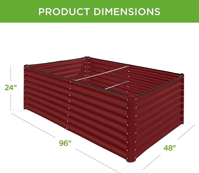 Best Choice Products 8x4x2ft Outdoor Metal Raised Garden Bed, Deep Root Planter Box for Vegetables, Flowers, Herbs, and Succulents w/ 478 Gallon Capacity - Royal Red