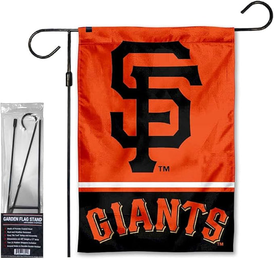 WinCraft Giants Garden Flag with Stand Holder Flagpole