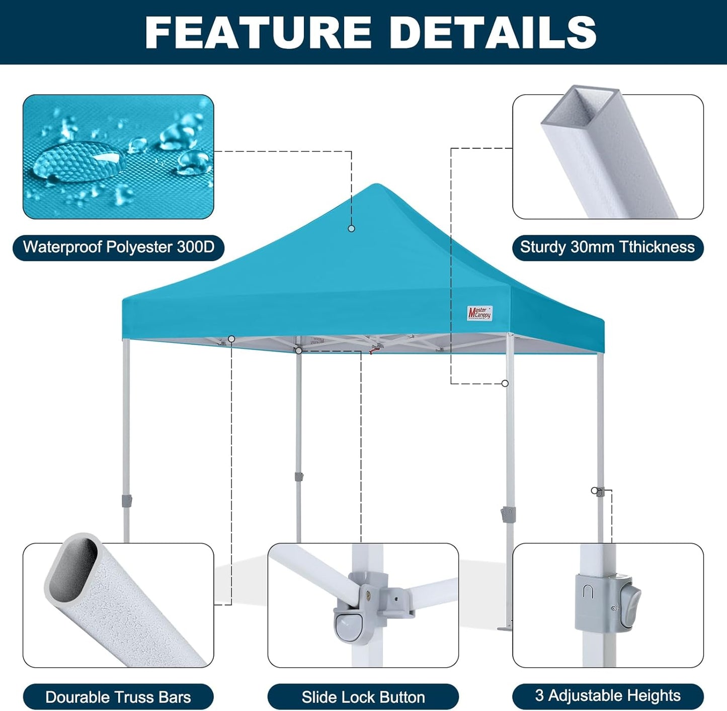 MASTERCANOPY Pop Up Canopy Tent Commercial Grade 10x10 Instant Shelter (Sky Blue)