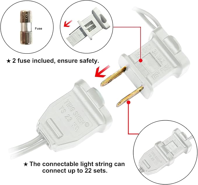 Multicolor LED Christmas Lights - 2 Pack 100 Count Multi-Colored Christmas String Lights for Tree, Party, Wedding, Holiday, Indoor/Outdoor Decor, 2 Sets 33 Feet White Wire, UL Certified, Connectable