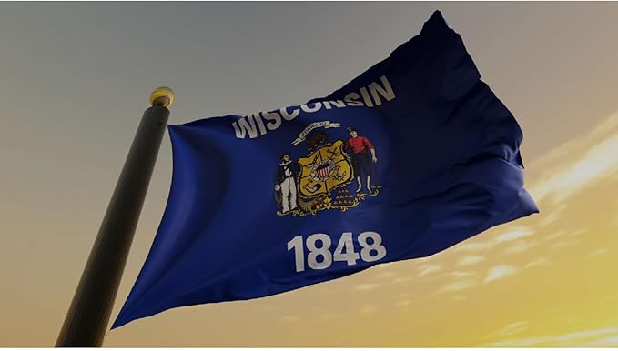TOPFLAGS Wisconsin Flag 4x6 Outdoor WI State Flags Embroidered Longest Lasting Heavy Duty Polyester Stronger Brass Grommets 4 Stitched Hemming Perfect for Outside