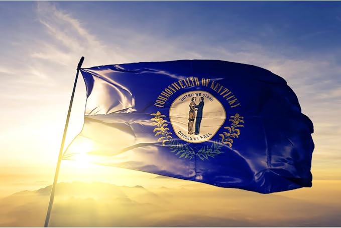TOPFLAGS Kentucky State Flag 3x5 Outdoor KY Kentucky Flags Double Sided Embroidered Longest Lasting Heavy Duty Polyester Stronger Brass Grommets 4 Stitched Hemming Perfect for Outside