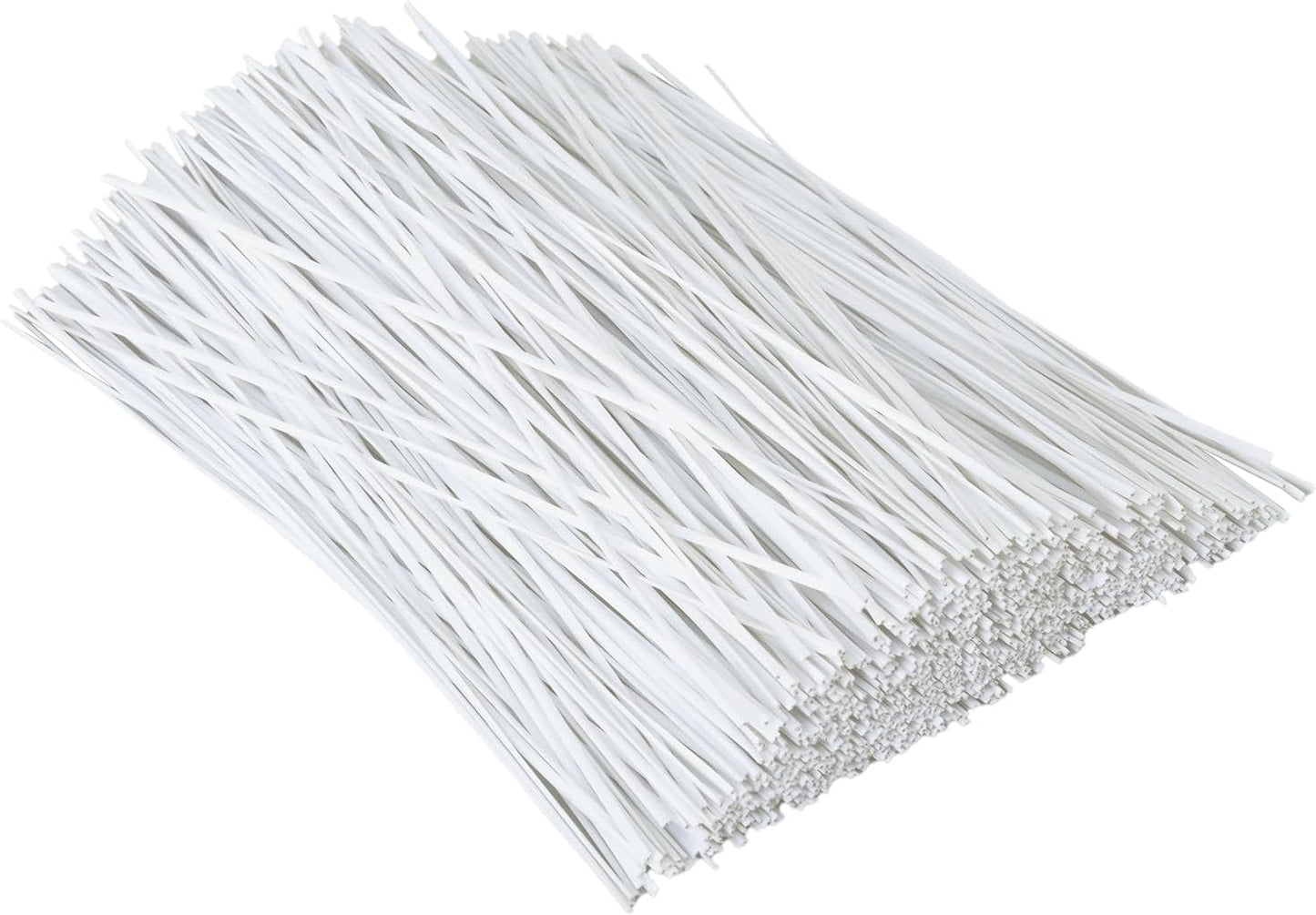 1000 pcs 8 inch White Cable Twist Ties Plastic Twist Ties with Rugged Metal Innercores Reusable Fastening Cable Cord Wire Ties