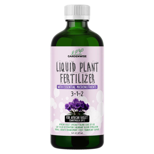 3-1-2 African Violet Fertilizer for Indoor Plants: Liquid Fertilizer with Essential Micronutrients Drops - Plant Food for African Violets (32 OZ)