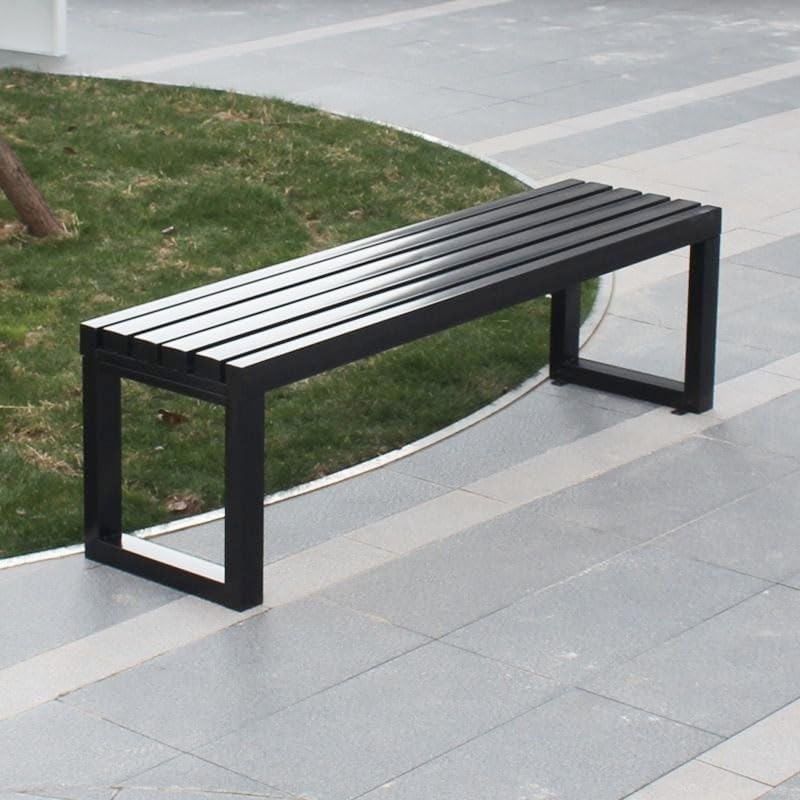 Weatherproof Metal Dining Bench, Outdoor Bench Backless Patio Bench 2-Person Farmhouse Bench Garden Bench for Kitchen, Living Room, Entryway(Black,5.9ft)