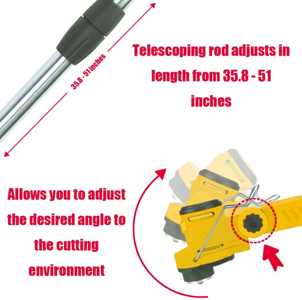 Electric Weed Wacker Cordless for Dewalt 20 V Battery, 4-in-1 Battery-Powered Mower, Lightweight Cordless Weeder for Lawn, Yard and Brush Mowing (Battery Free, Yellow)