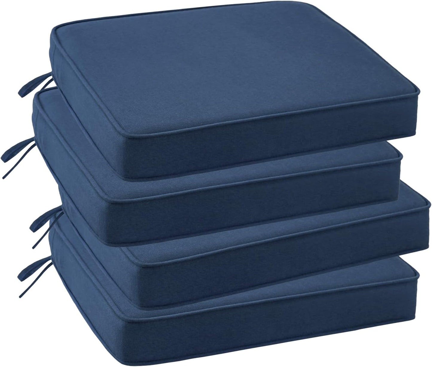 Outdoor Sunbrella Square Corner Seat Cushion, 19"x19"x3", Set of 4, Non Slip Seat Cushion Pads with Removable Cover for Patio Furniture, Garden Yard Lawn, Specrtum Indigo