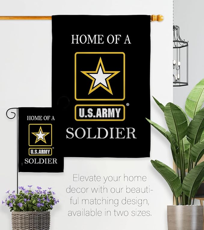 Army Soldier Dorm Decor Banner Wall Art Flag Pole Patio Lawn Garden Room Decorations Indoor Outdoor Tapestry Yard Signs Armed Forces American Military Veteran Retire Official Made In USA