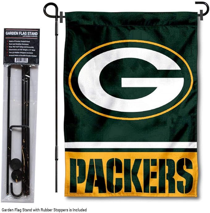 WinCraft Green Bay Packers Garden Flag with Stand Holder