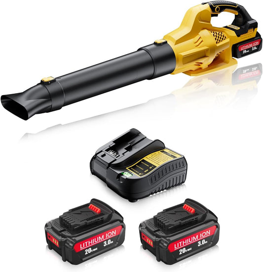 Leaf Blower Cordless Compatible with Dewalt 20V Max Battery, Electric Cordless Leaf Blower with 2× 3.0Ah Batteries and Charger,6 Speed Levels & 500CFM,Blowers for Blowing Leaves, Lawn Care and Dust