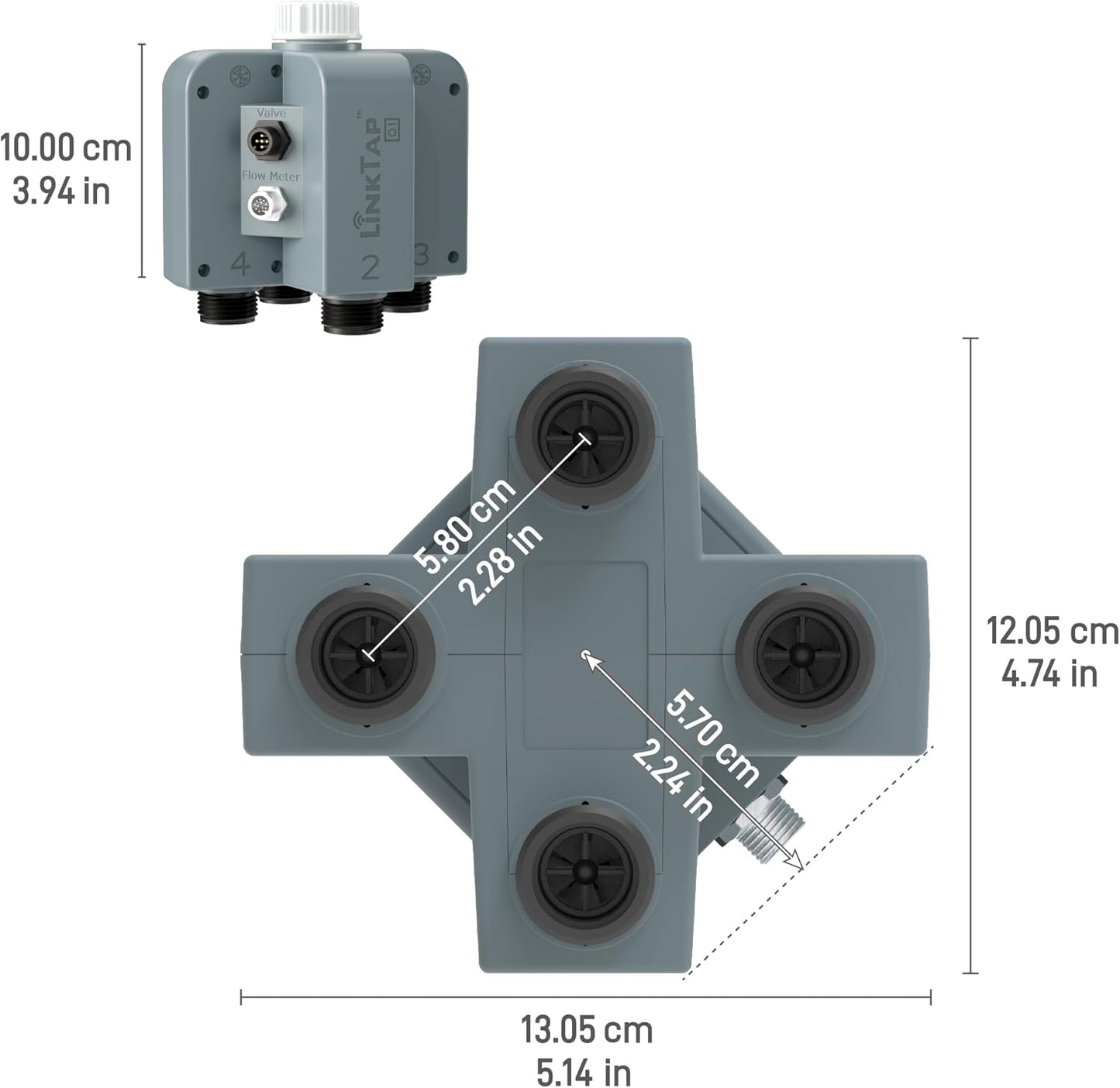 LinkTap Q1 4-Zone Wireless Water Timer & Gateway, 4 Separate Ports, 4 Built-in Flow Meters, Equals Four G2S Smart Hose Timers, Easy Install & Use, 2-Year Warranty
