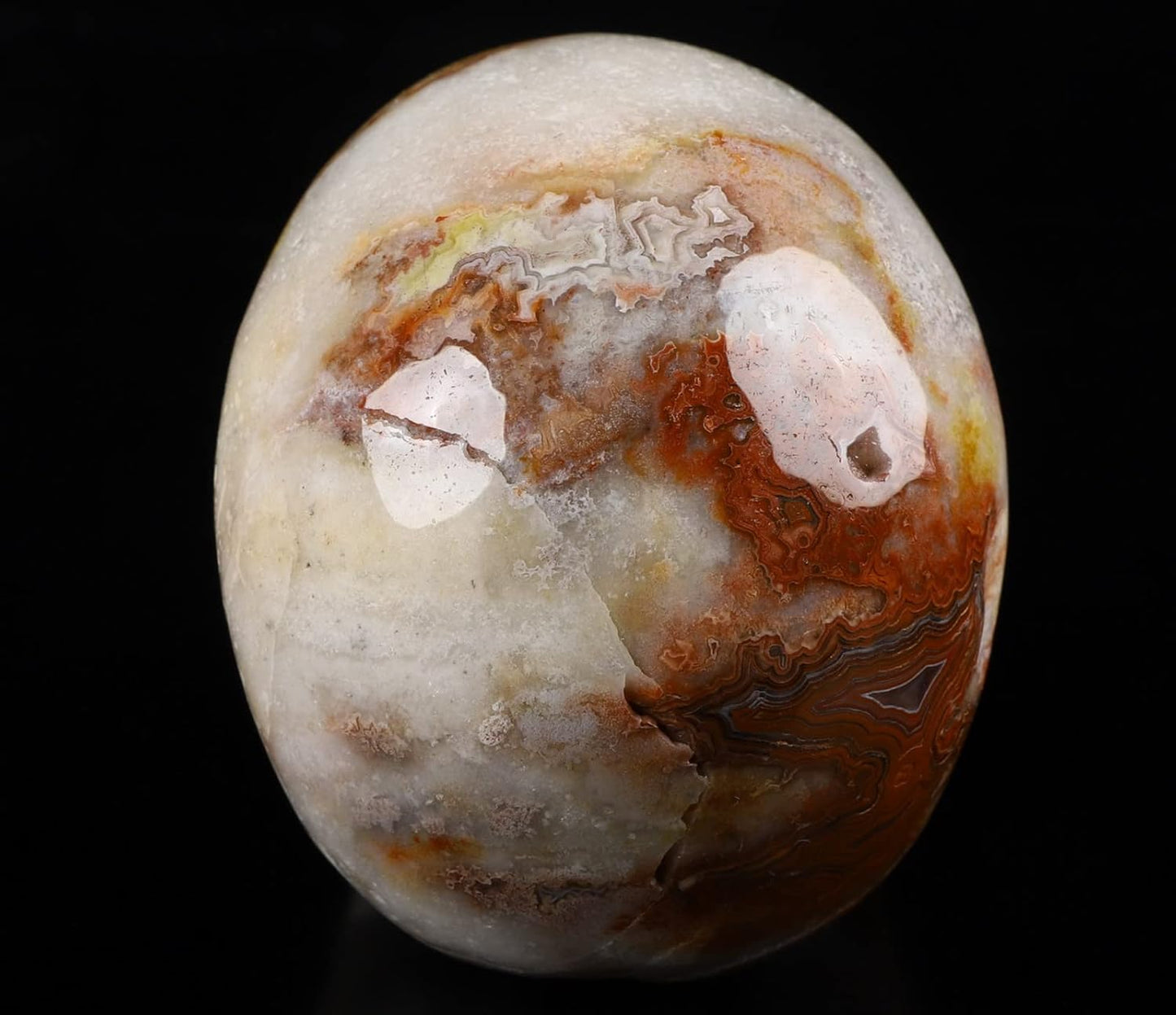 Skullis 5.0" Red Crazy Lace Agate Crystal Skull, Hand Carved Gemstone Fine Art Sculpture, Reiki Healing Stone Statue.397 Z8