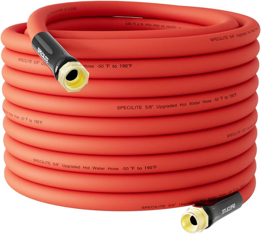5/8" Hot/Cold Garden Water Hose 100 ft, -50℉-190℉,Flexible & Lightweight With 3/4" Brass Fittings for Yard, Outdoor, Farm, Red