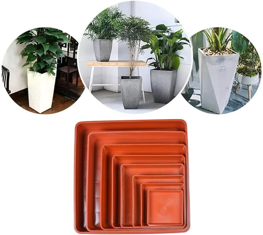 5 Pack Square Plant Saucer, Plastic Plant Water Dray Tray 6 Inch, Heavy Plant Trays for Pots, Planters for for Pots Base Indoors and Outdoors Plants.(6 inch, Terracotta