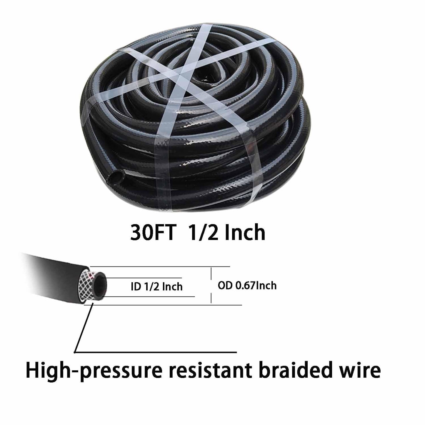 Drip Irrigation Kit 30FT Hose 1/2 Inch for Potted Plants Yard Lawn Juvenile Plants Black