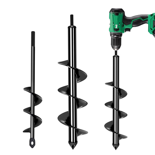 Garden Auger Drill Bit for Planting Set-1.6x16‘’ & 3.54x15.7'',Ground Earth Spiral Drill Bit for 3/8" Hex Drive Drill, Yard Auger Drill for Bulbs Planting, Hole Digger Flowers,Umbrella Holes