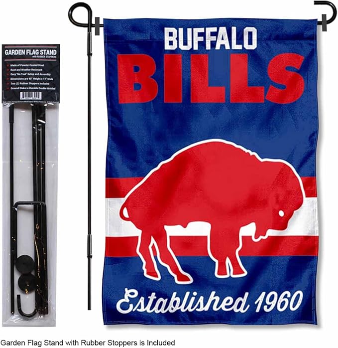 WinCraft Buffalo Bills Throwback Retro Vintage Garden Flag and Flagpole Mount
