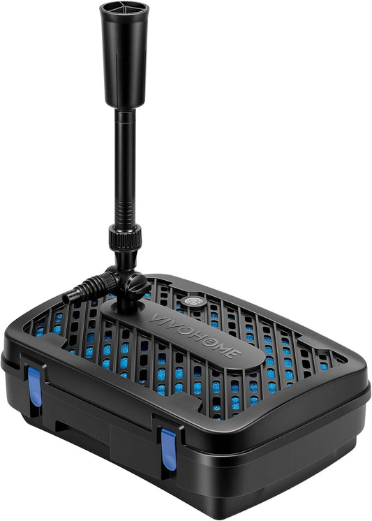 VIVOHOME All-in-One Pond Filter Fountain System Kits, 540 GPH Submersible Water Pump for Ponds up to 1060 Gallons