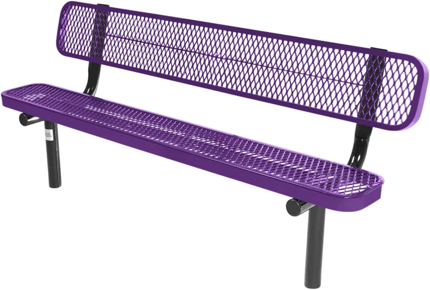 Coated Outdoor Furniture Heavy-Duty Outdoor Bench Thermoplastic Coated, Expanded Metal, Commercial-Grade Seating, Made in America (Inground with Back, 6 Ft, Textured Purple)