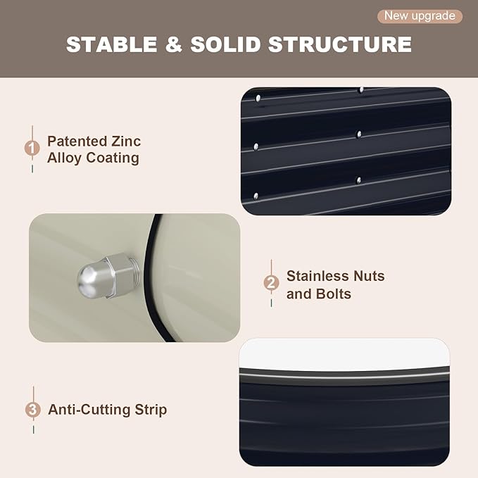 Raised Garden Bed, 6x3x1ft Galvanized Outdoor Planter Beds with Safety Edging and Gloves, Oval Metal Planter Box for Gardening Vegetables Flowers Herb