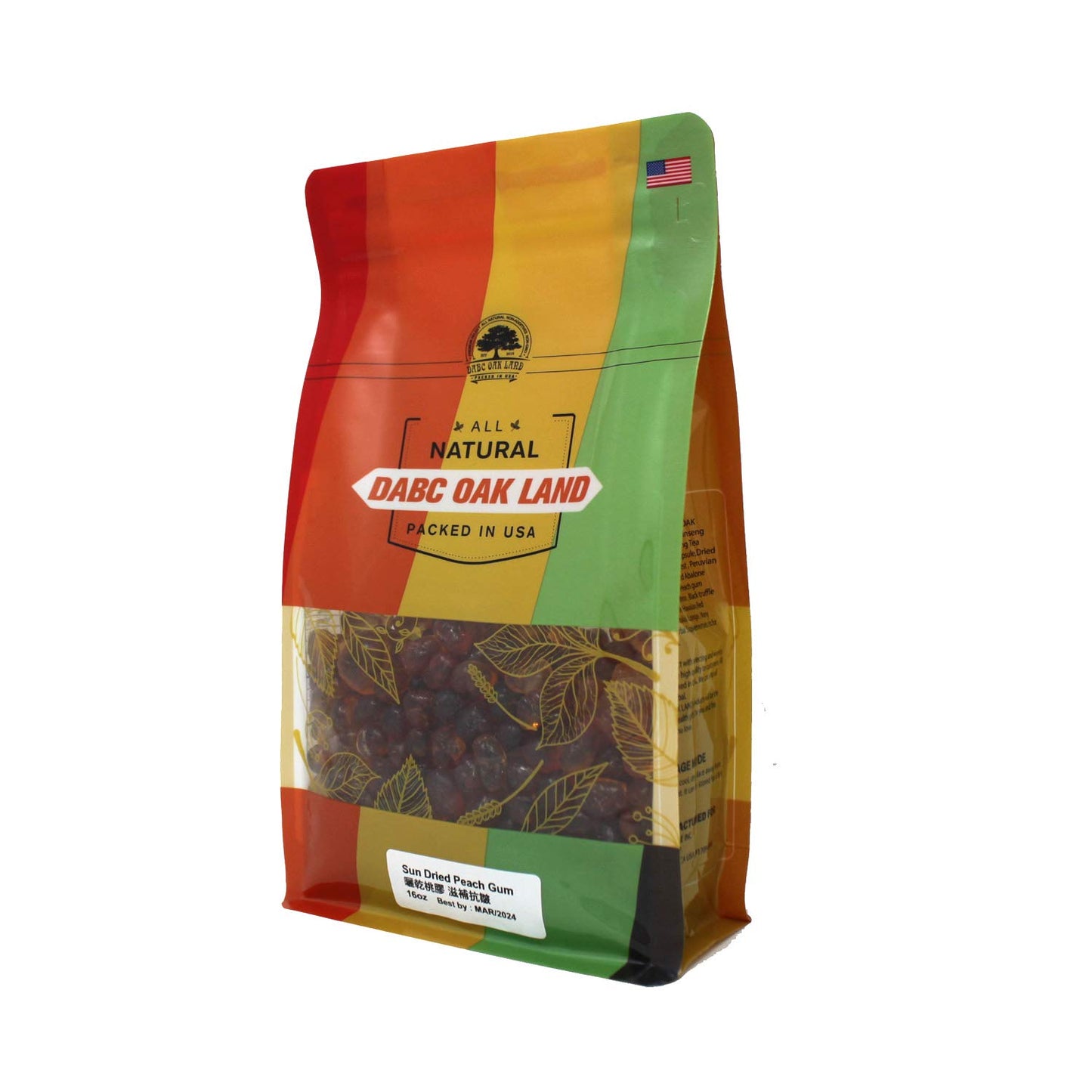 DABC OAK LAND Wild Peach Gum, 100% Natural Edible Peach Blossom, Tears Tao Jiao Peachs Resin, 滋補抗皺 桃膠 Collagen Boosting for Skin Health, Food Additives Free for Dessert, Drink, Soup, Tea, 1LB/Bag