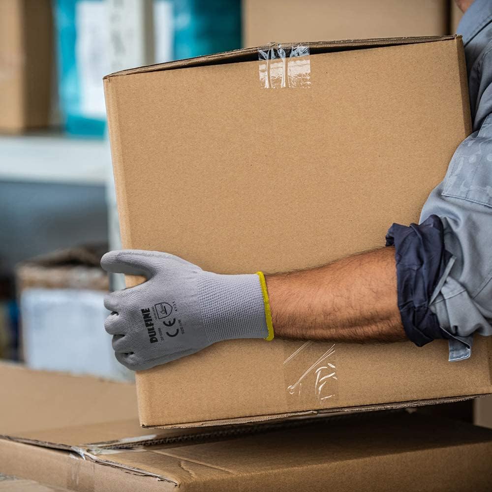 Safety Work Gloves for Men PU Coated 60 Pairs Bulk Pack,Grey Seamless Knit Glove with thin Polyurethane Coated Smooth Grip on Palm & Fingers, for Men and Women, Ideal for General Duty Work (XX-Large)