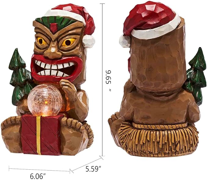 Outdoor Garden Decor-Christmas Tiki Totem Statues Light Beautiful Gift-Giving for Your Indoor Christmas & Holiday Decorations（9.65“）