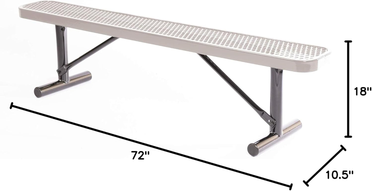 Coated Outdoor Furniture Heavy-Duty Portable Outdoor Bench Thermoplastic Coated, Expanded Metal, Commercial-Grade Seating, Made in America (Portable Without Back, 6 Ft, Tan)