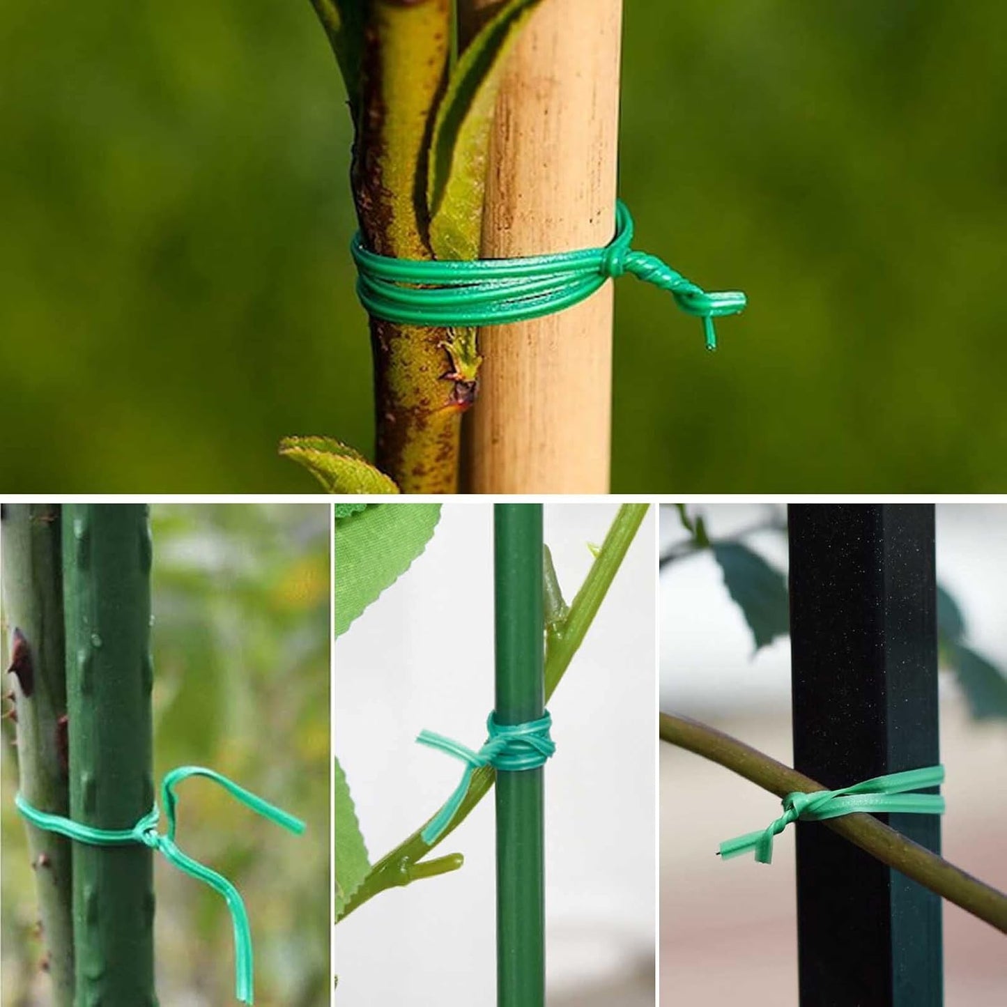 5 Roll 1640Ft (500m) Garden Plant Twist Ties, Green Garden Twist Tie Roll, Plant Wire Ties with Cutter for Gardening, Home, Office, Multi - Function Cable Tie with Plastic Coated Wire