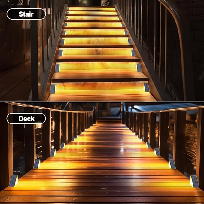 Solar Step Lights for Outside Waterproof IP67, Outdoor Stair Lights 2 Pack, Solar Stair Light Outdoor LED Outdoor Step Lights Decor for Deck, Front Step, Patio, Garden