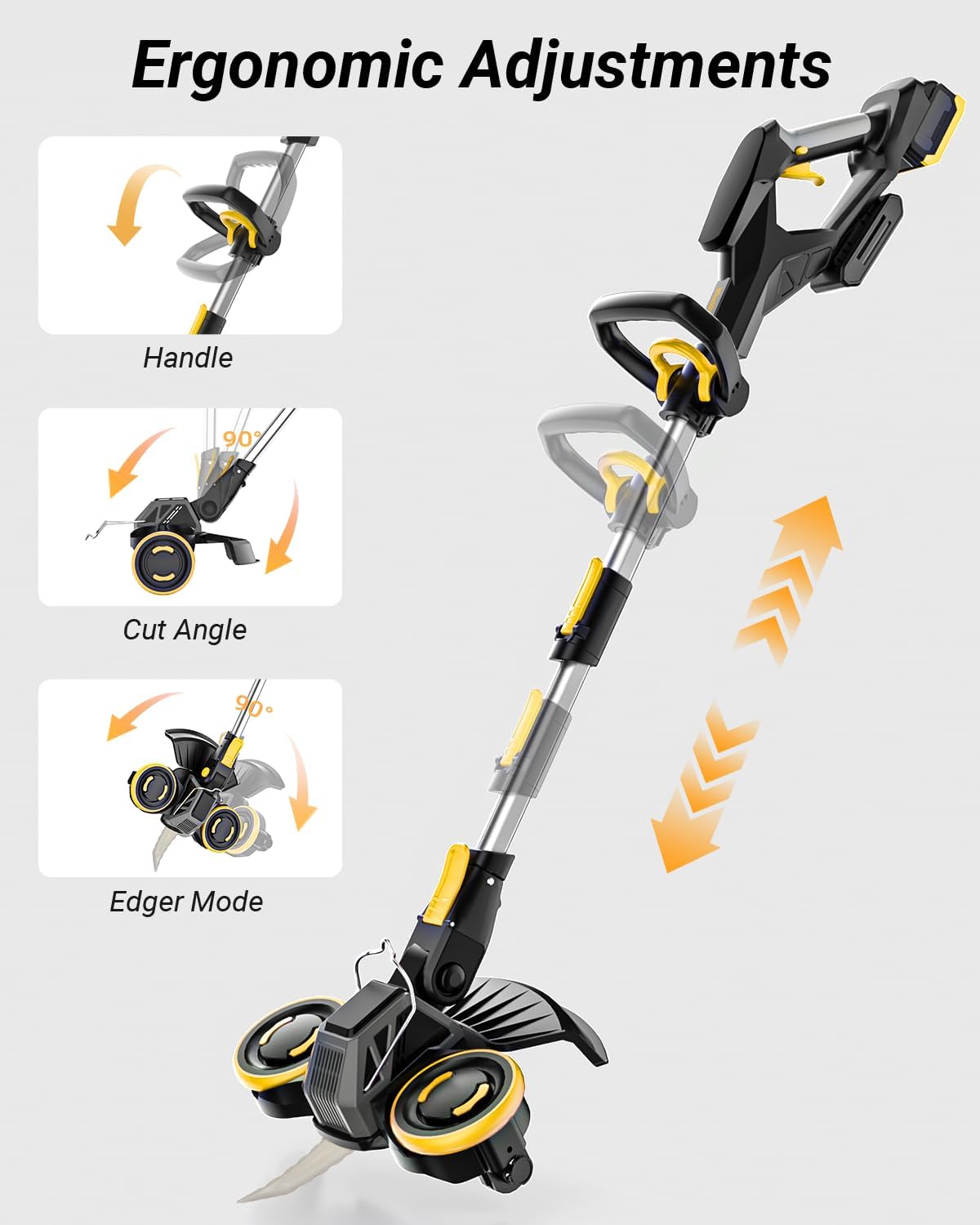 Cordless Weed Wacker with Brushless Motor, 10 Inch 3-in-1 Grass Trimmer& Edger & Lawn Mower with 4.0Ah Battery and Charger (One 4.0AH battry)