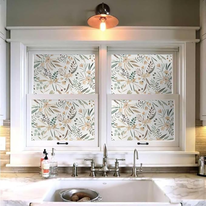 Boho Watercolor Brown Leaf Vintage Peel and Stick Wallpaper Self Adhesive Removable Easy Peel Off Stick on Wall Paper for Bedroom Cabinet Renter