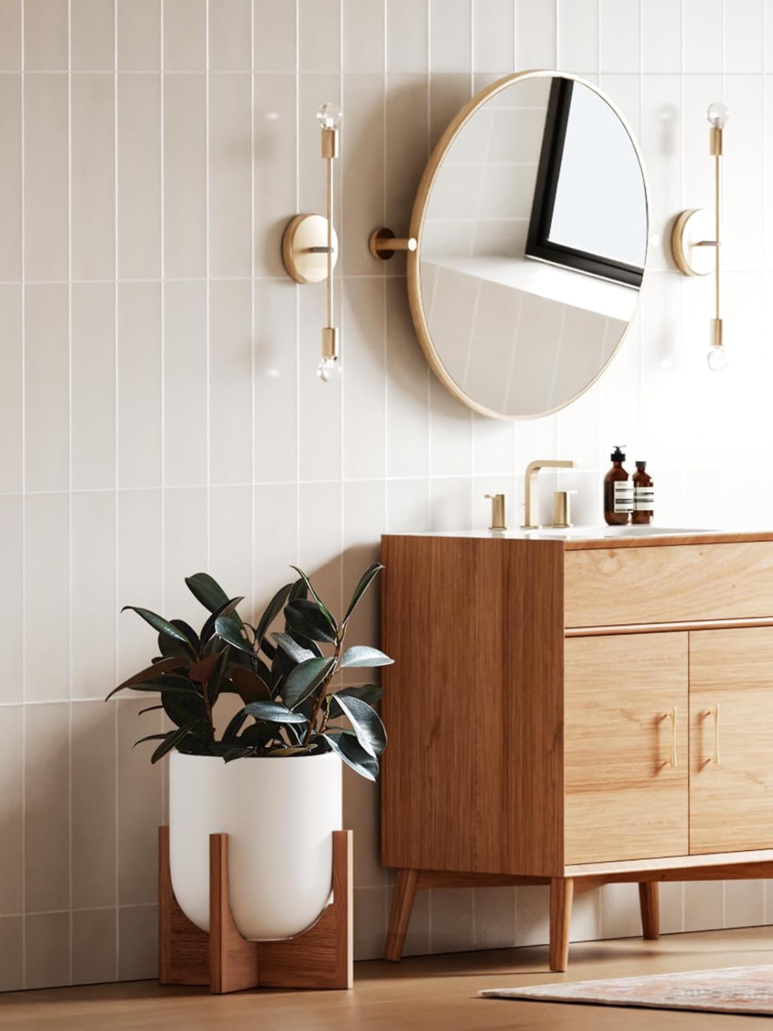 LE TAUCI 10 Inch Plant Pot, Ceramic Pots for Plants with Drainage Hole and Rubber Plug, Plant Pots Indoor for Olive Tree, Cylinder Planter Pot for Home Patio Office, White