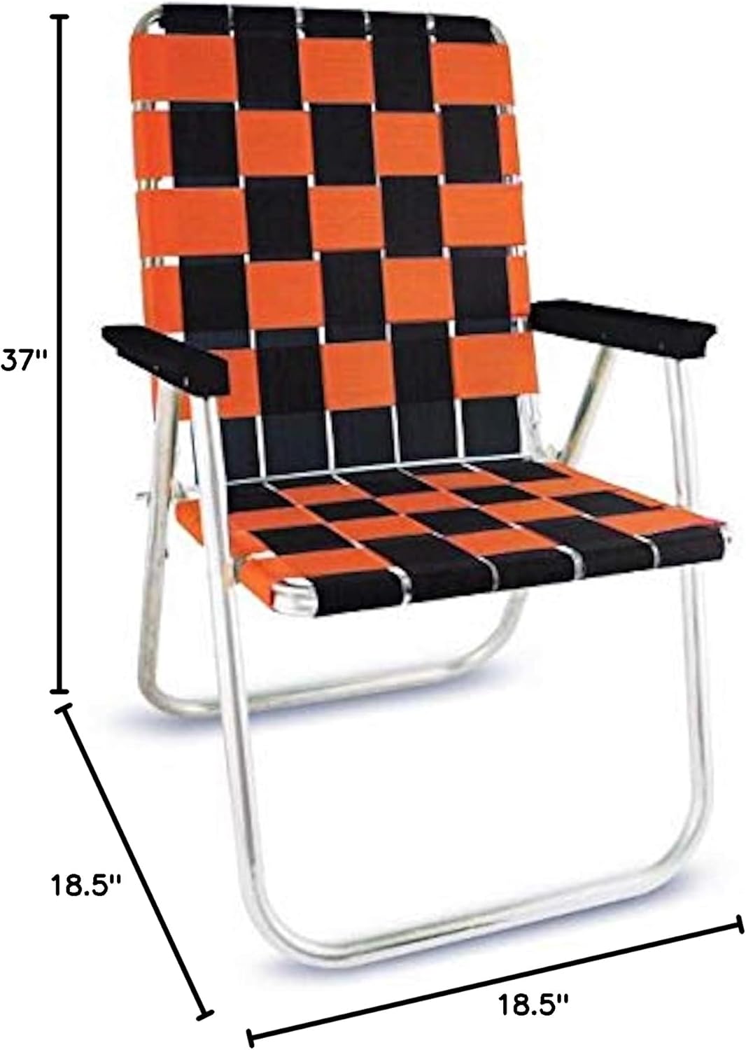 Lawn Chair USA Folding Aluminum Outdoor Patio Lawn Chair | Heavy-Duty Webbed Chairs for Camping, Sports, Beach, Yard & Tailgating | Lightweight Portable | Classic - Black/Orange