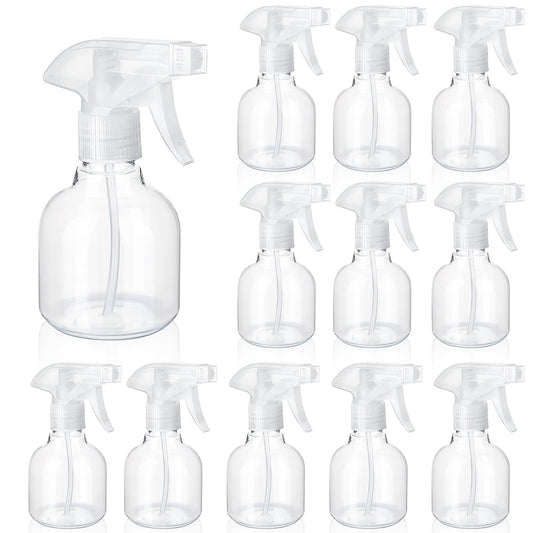 Jinei 24 Pcs 8 oz Empty Plastic Spray Bottle with Trigger Sprayers Pet Adjustable Head from Fine to Stream Refillable for Hair Plants Cooking Pets, No Leakage(Clear)